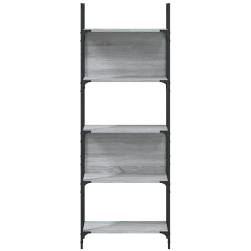 Estantería librería estrecha moderna de 5 baldas gris Sonoma y acero 6
