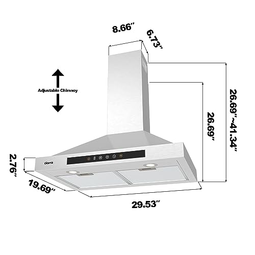 Image of CIARRA Smart Range Hood 30 inch with Voice Control, Compatible with Alexa /Google Home /Smart Life Assistant, Kitchen Vent Hood in Stainless Steel with 2 Carbon Filters, CAS75308W-003