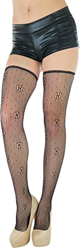 Image of ToBeInStyle Women's Sexy Nylon Versatile Fine Fishnet Thigh High Stockings w /Opaque Band