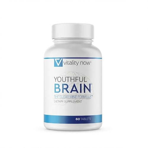 Vitality Now Youthful Brain | Memory & Brain Health Support Supplement with Bacopa Monnieri Ginkgo Biloba B12 - Easy to Swallow Tablets - 30-Day Supply (60 Count)