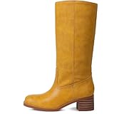 Picture of Tarkwa Banana Women's Knee High Boots Wide Calf Chunky Block Heel Long Boot for Women Casual Square Toe Boots Comfortable Low Heel Womens Boot Dressy Trendy Size 7