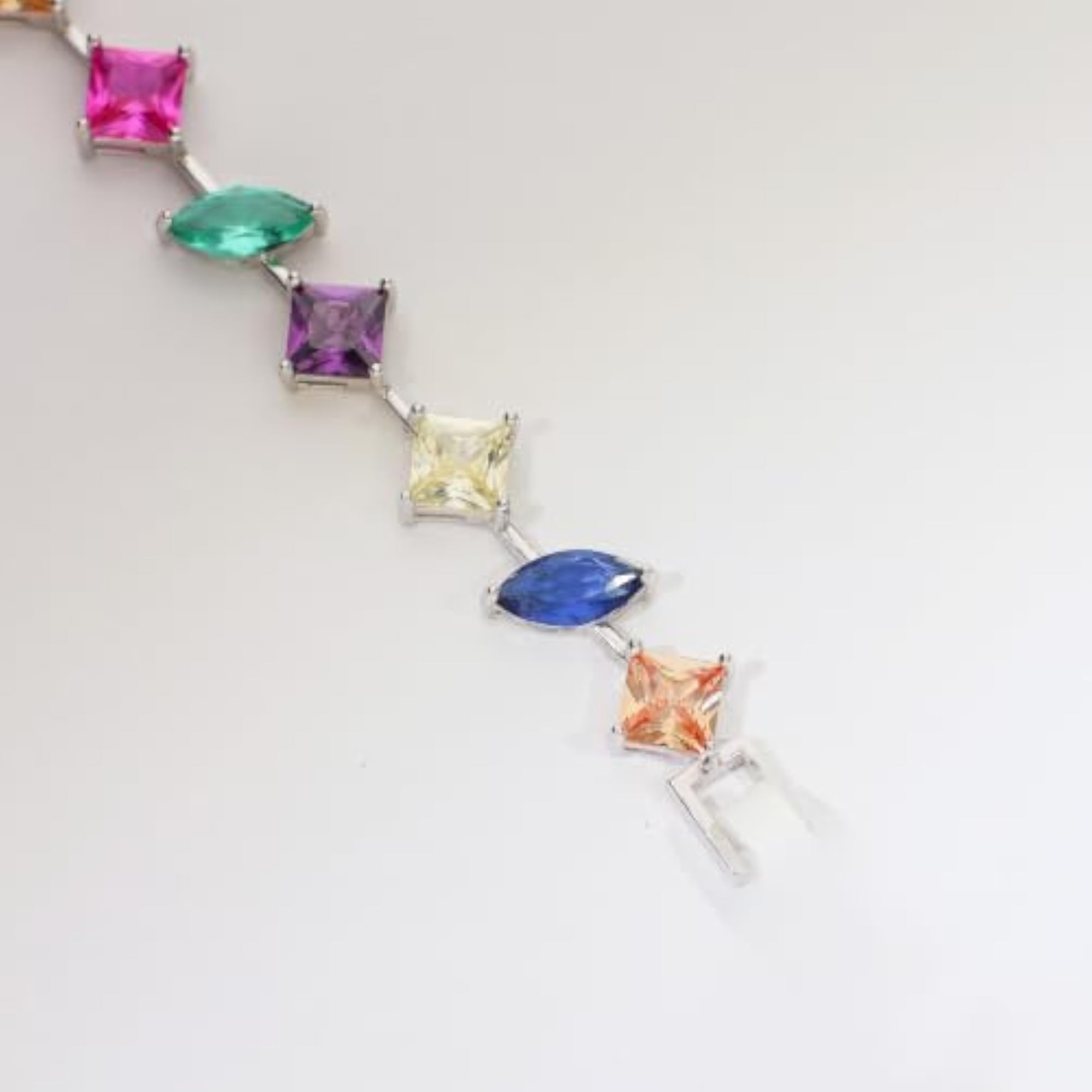 Women's 925 Sterling Silver Multicolour Rainbow Prism Bracelet