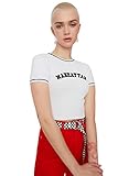 Trendyol Damen Trendyol gedruckt super crop gestrickte bluse Blouse, White, M