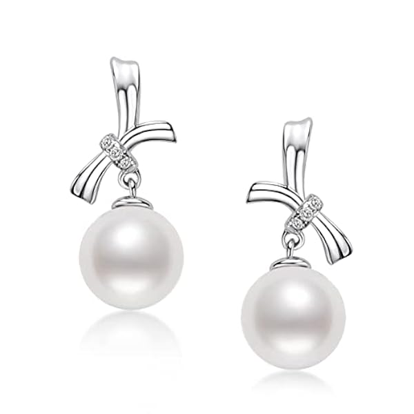 Pendientes de perlas de plata de ley 925 para mujer, perlas blancas cultivadas en agua dulce, aniversario, boda, joyería de San Valentín, regalos para ella