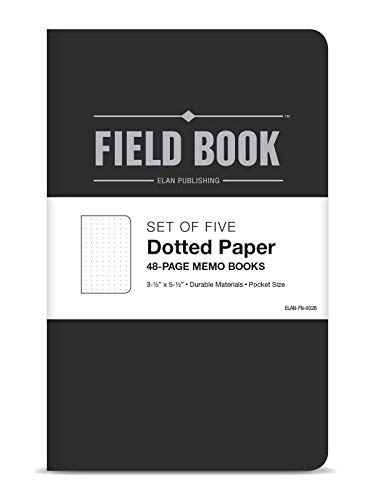 Elan Publishing Company Field Notebook / Pocket Journal - 3.5"X5.5" - Black - Dot Graph Memo Book - Pack Of 5 #TOP1