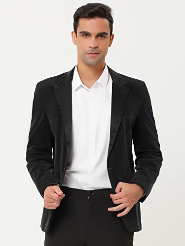 Lars Amadeus Men's Father's Day Black Velvet Blazer One Button Party Prom Tuxedo Dinner Suit Jacket Sports Coat Medium #TOP1