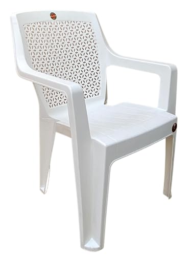 Image of SkyGlamour Cello Sonet Plastic Arm Chair Garden, Home, Living Room, Indoor and Outdoor(Colour: White; Set of 2)