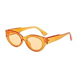 Retro Oval Rahmen Sonnenbrille Persönlichkeit Laufsteg Kleiner Rahmen Sonnenbrille Gläser Herren/Frauen Universal UV400. Eyewear (Frame Color : White, Lenses Color : BVA-Orange)