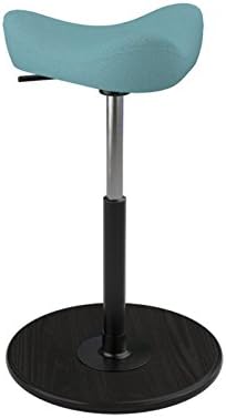 Varier Move Small - Office Chair for Height Adjustable Desks, Standing Support Stool - Black Wood Base and Turquoise/Blue Quality Fabric