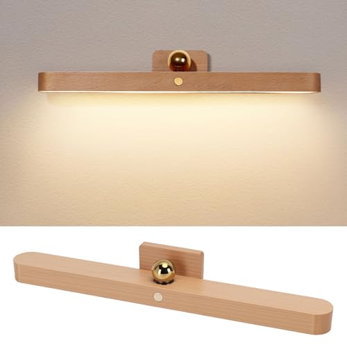 Luz de Espejo LED de Madera Recargable 800 MAh con Control Táctil para Baño 3