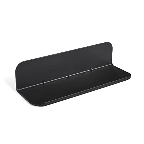 Elhook Made In Usa Black Stick-On Removable Adhesive Floating Wall Shelf Durable Textured Abs Injection Molded Plastic With Lipped Edges | Designed For Stick-On Adhesives Or Screws #TOP3