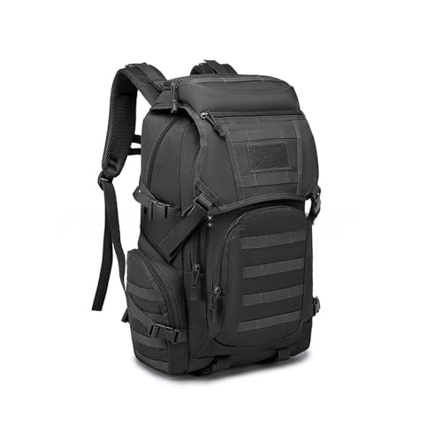RAPIDSKY 50L Military Tactical Backpack – Waterproof Hiking & Assault Pack with MOLLE System & Multi-Compartment Storage (3-5 Days) (Dark Black)
