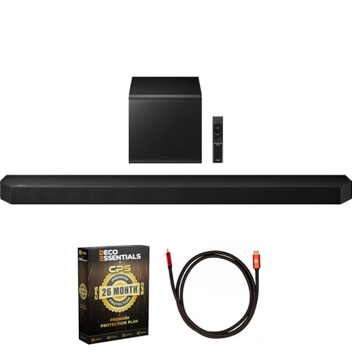 Samsung HW-Q800F 5.1.2ch Dolby Atmos Soundbar System w/Q-Symphony (Renewed) Bundle with Deco Gear 6FT HDMI 2.0 Cable and Deco Essentials CPS Exclusive 26 Month Protection Pack (BEACH-CPS-26M1000)