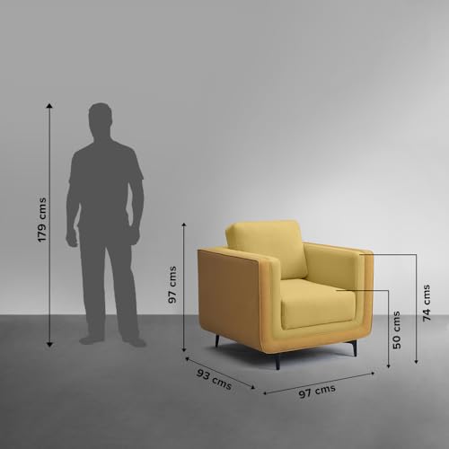 Image of Sleepyhead Mojo Designed by Duroflex - 1 Seater Sofa |Premium Fabric |Dual-Tone Modern Design with Plush Cushioning |Durable Pine Wood Frame & Removable Back Cushion |3 Year Warranty - Trippy Yellow
