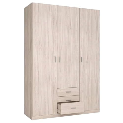 Miroytengo Armario ropero Roma 3 Puertas 3 cajones Dormitorio habitación Color Sahara Moderno Mueble 150x215 cm