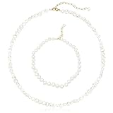 Vielseitiges Schmuckset: Mit unserem Set erhalten Sie sowohl eine wunderschöne Perlenkette als auch ein passendes Armband. Sie können den Schmuck separat oder zusammen tragen, um Ihren Look zu vervollständigen.