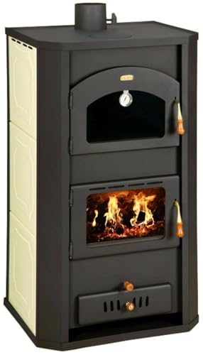 Prity FG W20 Poêle à bois avec four et gaine d'eau de 20 kW | Poêle de chauffage central haute performance | Certifié CE