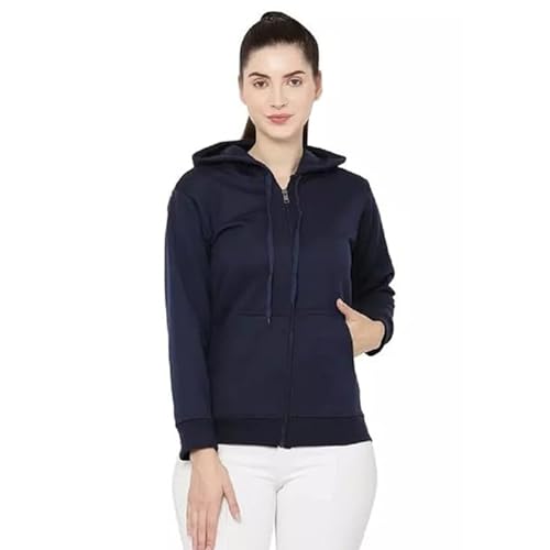 Image of Clotth Theory Women's Cotton Fleece Hooded Neck Sweatshirt | Hoodie Jacket with Kangaroo Pocket