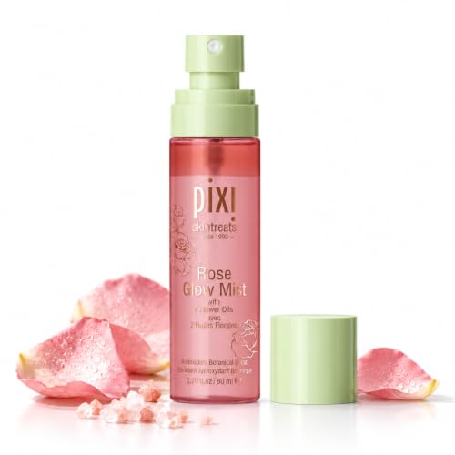 Image of Pixi Beauty Rose Glow Mist | Hydrating Makeup Setting Spray with Rose Water & 21 Natural Oils | Luminous Dewy Finish | All-Day Hold | Refreshes & Sets Makeup | 2.70 Fl Oz