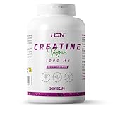 HSN Creatina Monohidrato en Cápsulas | 240 Cápsulas Vegetales | 3 Gramos de Creatina Pura | Materia Prima con informe de pureza y ausencia de contaminantes y degradación | No-GMO, Vegano, Sin Gluten