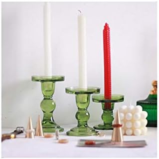Miniatura 3 de KiaoTime Juego de 3 candelabros de cristal verde para decoración de boda