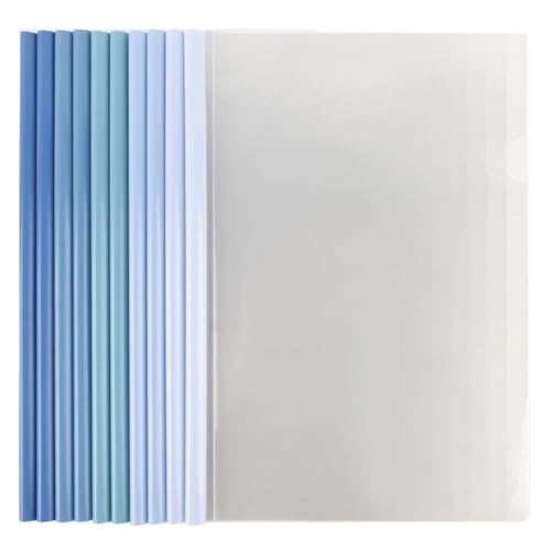 10 piezas cubierta de encuadernación de informes plástico A4, carpeta de archivos con barra deslizante, cubiertas de encuadernación A4, cubierta de informe A4 con clip, azul