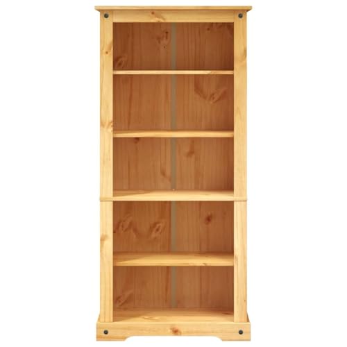 Librería de pino de 80x40x170 cm marrón con 5 compartimentos de estilo rústico 5