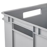 keeeper Transportbox mit Tragegriffen, Euro-Box XL, 28 l, 43 x 35 x 24 cm, Bruno Eco Line, Grau (Eco Stone Grey)