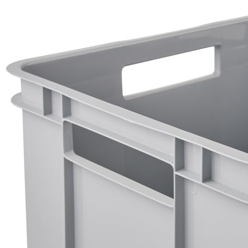 keeeper Transportbox mit Tragegriffen, Euro-Box XL, 28 l, 43 x 35 x 24 cm, Bruno Eco Line, Grau (Eco Stone Grey)