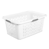 Large Plastic Laundry Basket 71L, White, Rectangular