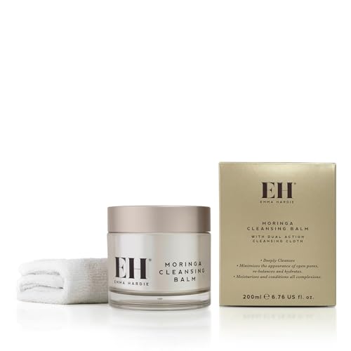 Image of Emma Hardie 200ml Moringa Cleansing Balm with Cleansing Cloth Set, No-Rinse Formula Removes Face & Eye Make Up, Moisturizes & Hydrates the Skin, Natural & Cruelty Free, for All Skin Types