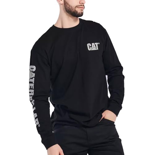 CAT Men's Trademark Banner Lightweight Long Sleeve T-Shirt, Black, Large