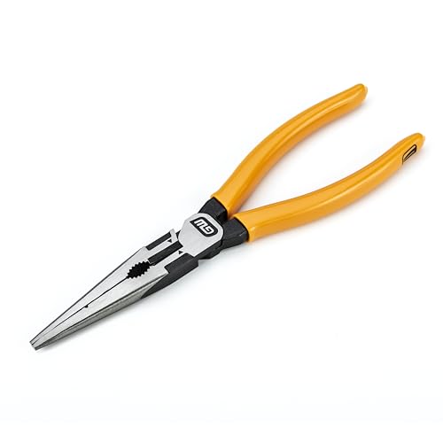 GearWrench 82177-06 Long Nose Plier Dipped Handle, Laser Hardened Cutting Edges 8"/203,2mm, Yellow