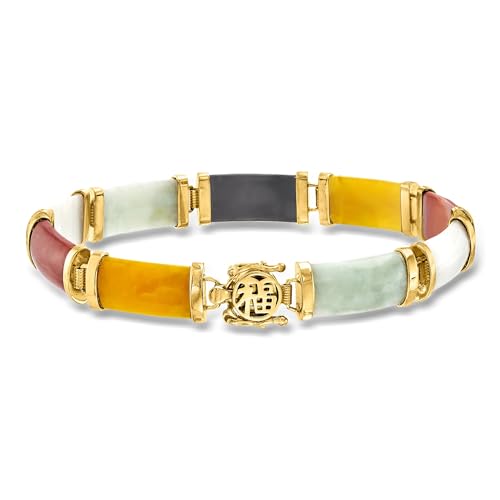 Image of Ross-Simons Good Fortune Jade Bracelet in 18kt Gold Over Sterling