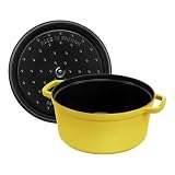 STAUB Garnek z żeliwa emaliowanego z pokrywką, wszystkie palniki, w tym indukcyjne, 4 osoby, okrągłe, 24 cm, 3,70 l, 4,7 kg, Cytryna