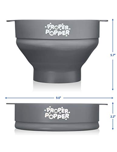 Image of The Original Proper Popper Microwave Popcorn Popper, Silicone Popcorn Maker, Collapsible Bowl BPA Free & Dishwasher Safe - (Gray)