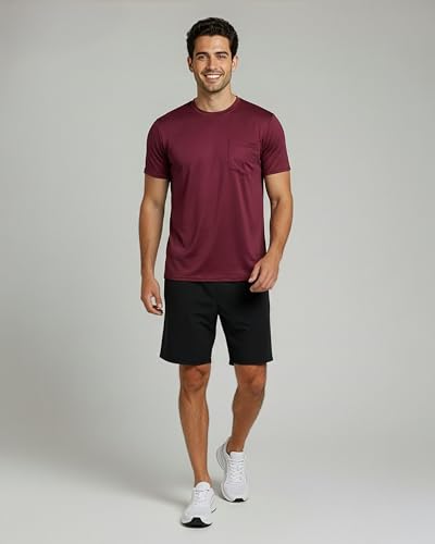 Image of Real Essentials 4 Pack: Men's Dry-Fit Short Sleeve Pocket Crew Performance Athletic T-Shirt (Available in Big & Tall)