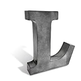 Hline Living Galvanized Metal Letters - 7" 3D Metal Letter in Hanging or Freestanding, Rustic Vintage Style Farmhouse Alphabet Decor & Sign for Living Room, Lobby, Kitchen, Door and Wall Decoration