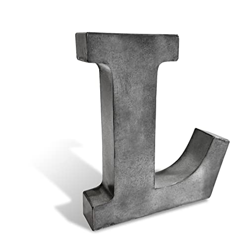 Hline Living Galvanized Metal Letters - 7" 3D Metal Letter in Hanging or Freestanding, Rustic Vintage Style Farmhouse Alphabet Decor & Sign for Living Room, Lobby, Kitchen, Door and Wall Decoration