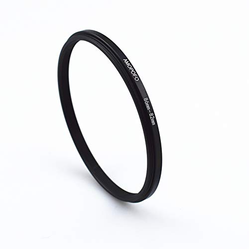 Aro adaptador paso descendente 86mm a 82mm compatible con filtros UV, ND, CPL, metal CNC negro mate para lentes de cámara de 86mm y accesorios de 82mm miniatura 1
