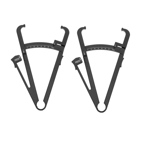 Abaodam 2 piezas Calibrador de Pliegues Cutáneos Medidor Preciso de Grasa Corporal con Escala Métrica Compacto y Resistente para Hombres y Mujeres