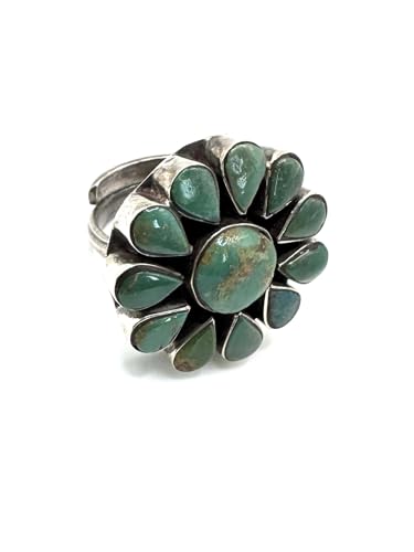 Bague turquoise verte et argent taille 57 en métal argenté pour femme