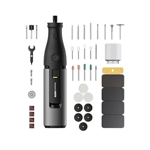 HOTO Amoladora ElÃ©ctrica, Multiherramienta de 12V con Luz LED, 5000-35000 RPM, Herramienta Rotativa con 37 Accesorios, para Grabar, Taladrar, Cortar y Esmerilar