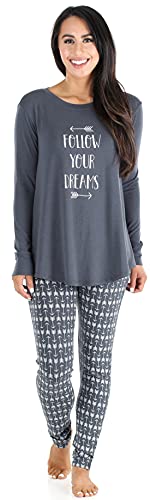 Sleepyheads Women s Knit Long Sleeve Tunic Top and Leggings Pajama Set, Solid Top Set - Arrows, LRG