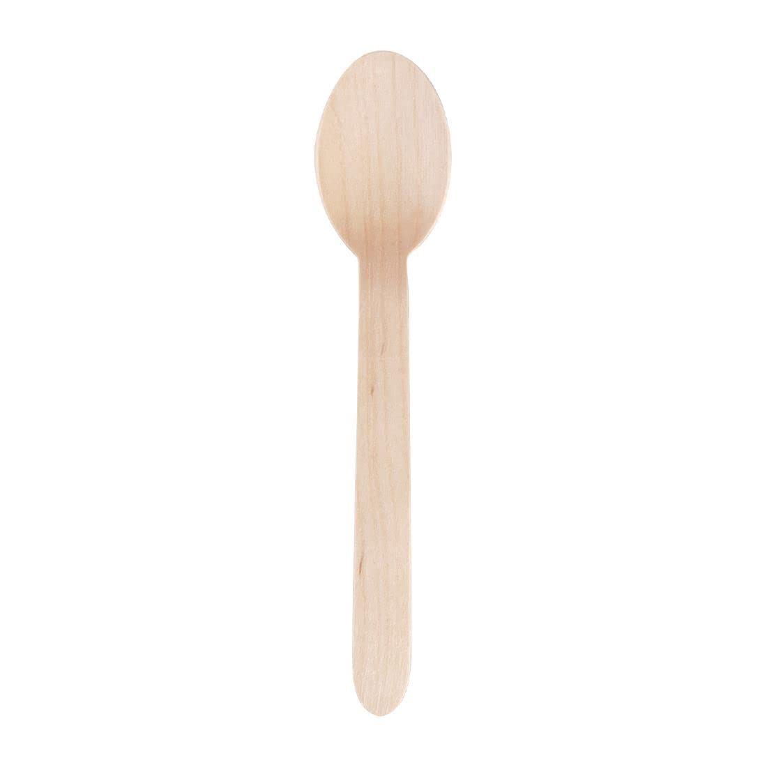 Cucharas de madera Biodegradables, Cubiertos desechables Compostables, 50 unidades