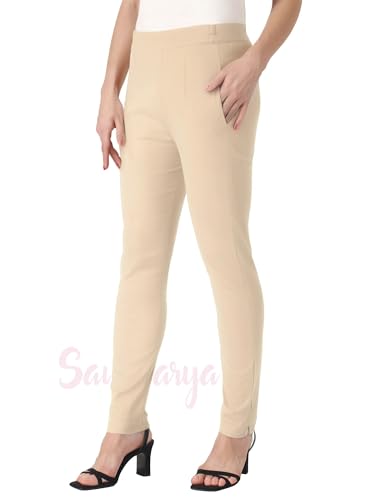 Image of Saundarya Women's Regular Fit Stretchable Cotton Trousers Pants
