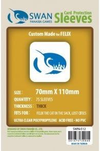 Swan Premium Card Sleeves (70x110mm) - 75 Pack, Thick Sleeves - Felix the Cat, Lost Cities by SWAN PANASIA