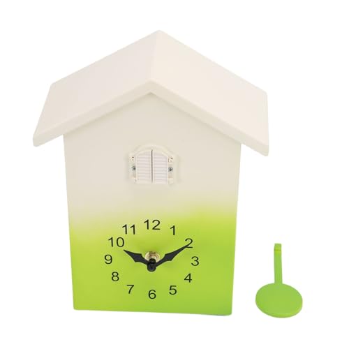 Horloge murale avec voix d'oiseaux coucou et grand balancier vert