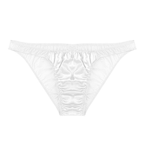 Choomomo Men's Ruffle Satin Bikini Briefs Sheer Mesh Back See Through Sissy Panties Underwear3