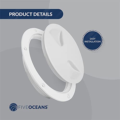 Five Oceans Fo571-M2 Marine Round Inspection Screw-In Deck Plate, 8 Inches, Anti-Aging, Anti-Corrosive And Uv-Resistant Abs Plastic, White, 2-Pack #TOP4